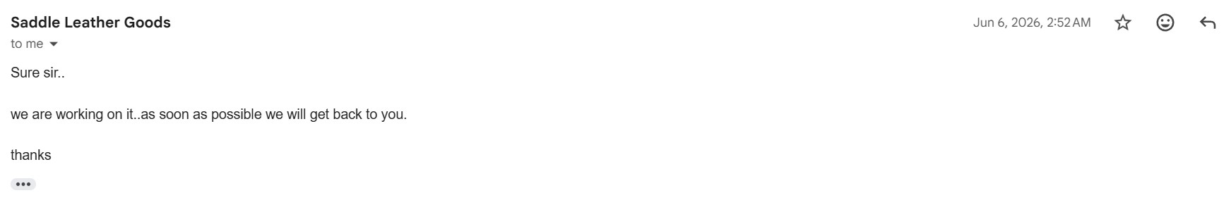 Seller reply saying they are working on it